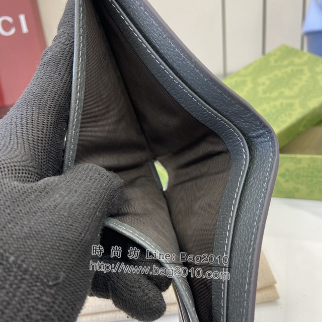 Gucci專櫃古馳最新款飾鏤空互扣式雙G錢包男士短夾錢包 jh2101型號：701420